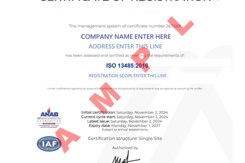 ASR 英文證書樣本 13485