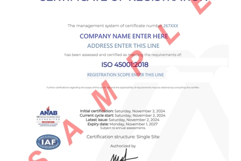 ASR 英文證書樣本 45001