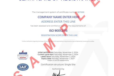 ASR 英文證書樣本 9001