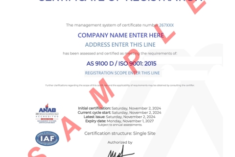 ASR 英文證書樣本 AS9100