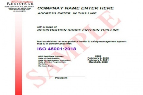 ASR 英文證書樣本 ISO45001