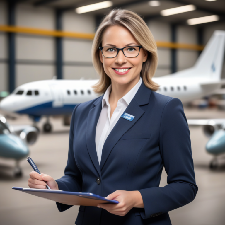 Please create an image featuring a woman in her thirties who wears glasses sports a gentle smile n (1)