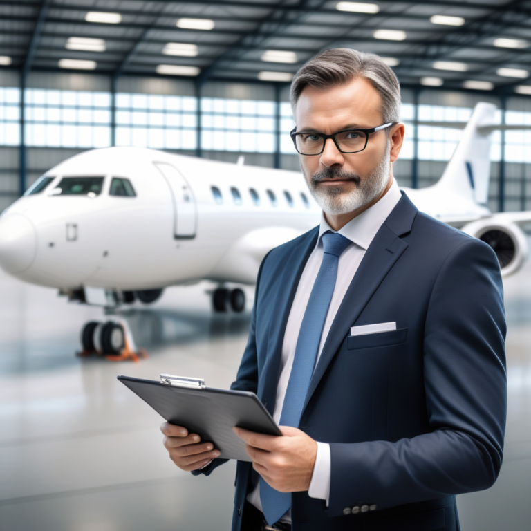 Create an image featuring a sophisticated handsome middle aged male chief auditing officer who wea